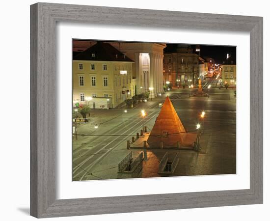 Pyramid and the Market Square at Night, Karlsruhe, Baden-Wurttemberg, Germany, Europe-Hans Peter Merten-Framed Photographic Print