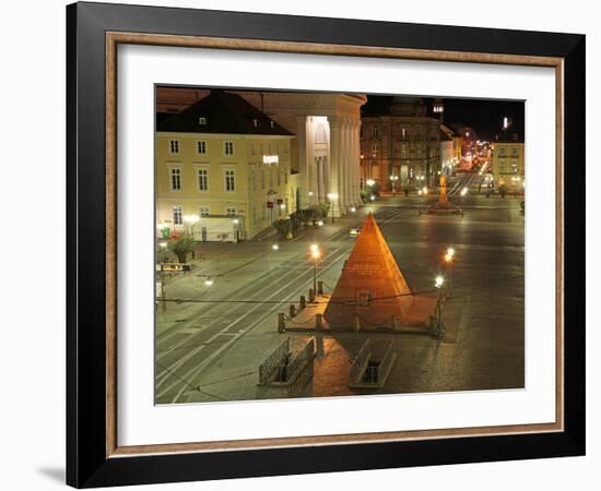 Pyramid and the Market Square at Night, Karlsruhe, Baden-Wurttemberg, Germany, Europe-Hans Peter Merten-Framed Photographic Print