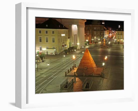 Pyramid and the Market Square at Night, Karlsruhe, Baden-Wurttemberg, Germany, Europe-Hans Peter Merten-Framed Photographic Print