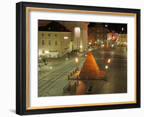 Pyramid and the Market Square at Night, Karlsruhe, Baden-Wurttemberg, Germany, Europe-Hans Peter Merten-Framed Photographic Print