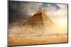 Pyramid in Sand Dust under Gray Clouds-Givaga-Mounted Photographic Print