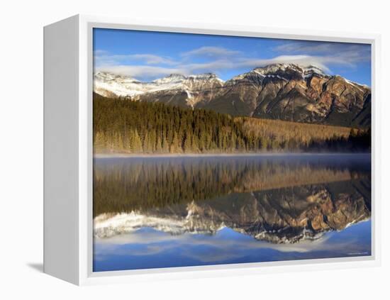 Pyramid Lake, Jasper National Park, Alberta, Canada-Walter Bibikow-Framed Premier Image Canvas