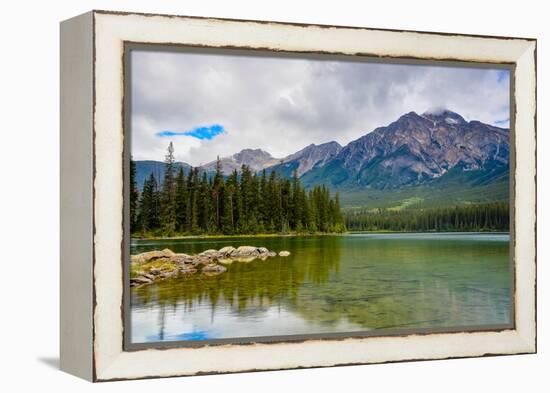 Pyramid Lake, Pyramid Mountain, Jasper National Park-Sonja Jordan-Framed Premier Image Canvas