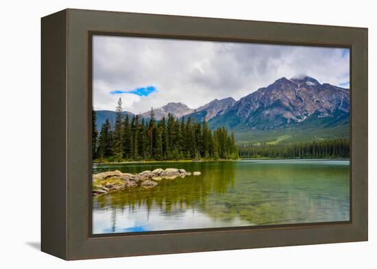 Pyramid Lake, Pyramid Mountain, Jasper National Park-Sonja Jordan-Framed Premier Image Canvas