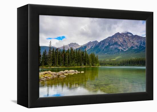 Pyramid Lake, Pyramid Mountain, Jasper National Park-Sonja Jordan-Framed Premier Image Canvas