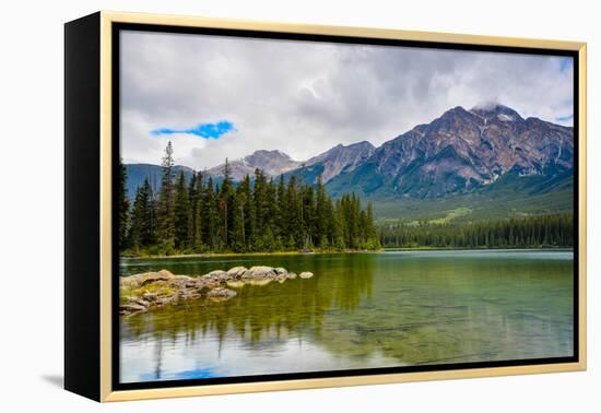 Pyramid Lake, Pyramid Mountain, Jasper National Park-Sonja Jordan-Framed Premier Image Canvas