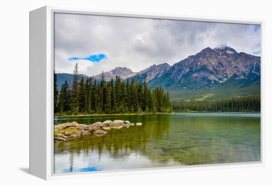 Pyramid Lake, Pyramid Mountain, Jasper National Park-Sonja Jordan-Framed Premier Image Canvas