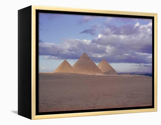 Pyramid of Menkewre (Left), Pyramid of Chephren (Centre), Pyramid of Cheops (Right), Giza, Egypt-Walter Rawlings-Framed Premier Image Canvas
