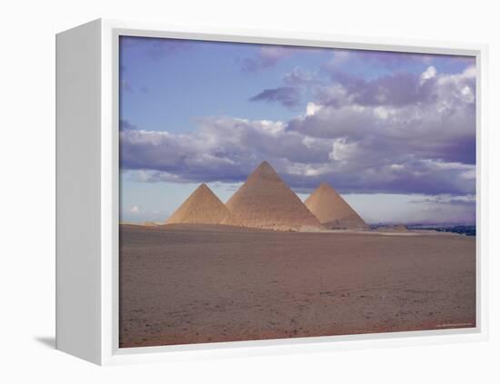 Pyramid of Menkewre (Left), Pyramid of Chephren (Centre), Pyramid of Cheops (Right), Giza, Egypt-Walter Rawlings-Framed Premier Image Canvas