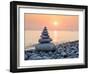 Pyramid of Stones for Meditation Lying on Sea Coast at Sunset-Maxim Blinkov-Framed Photographic Print