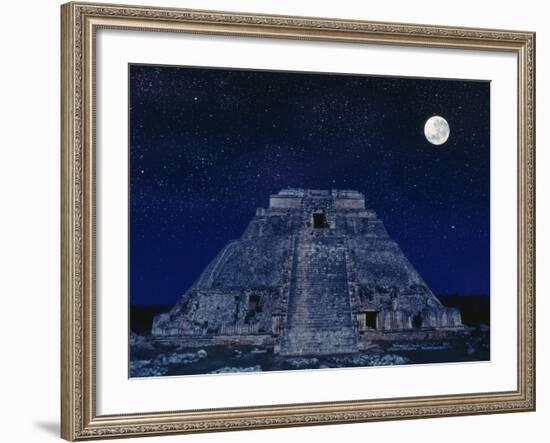 Pyramid of the Magician at Night-Robert Landau-Framed Photographic Print