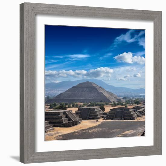 Pyramid of the Sun. Teotihuacan. Mexico. View from the Pyramid of the Moon.-f9photos-Framed Photographic Print
