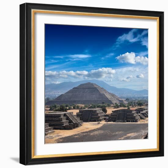 Pyramid of the Sun. Teotihuacan. Mexico. View from the Pyramid of the Moon.-f9photos-Framed Photographic Print