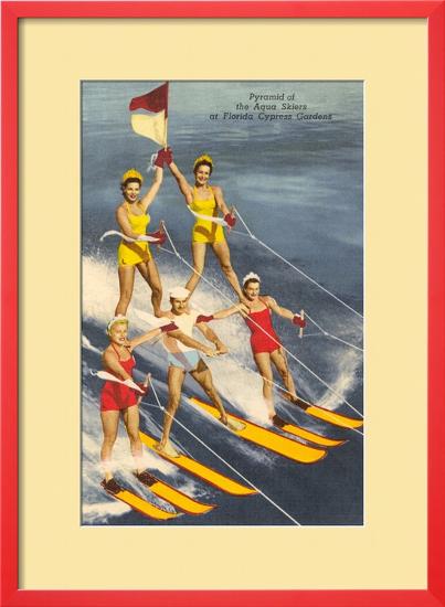 Pyramid of Water Skiers, Cypress Gardens, Florida-null-Framed Giclee Print