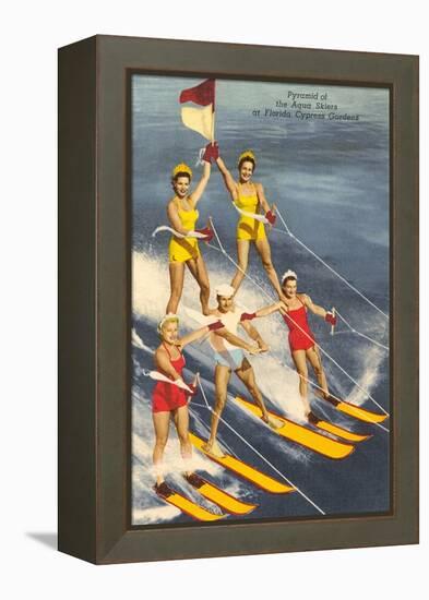 Pyramid of Water Skiers, Cypress Gardens, Florida-null-Framed Stretched Canvas