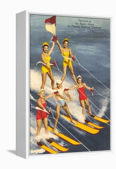 Pyramid of Water Skiers, Cypress Gardens, Florida-null-Framed Stretched Canvas