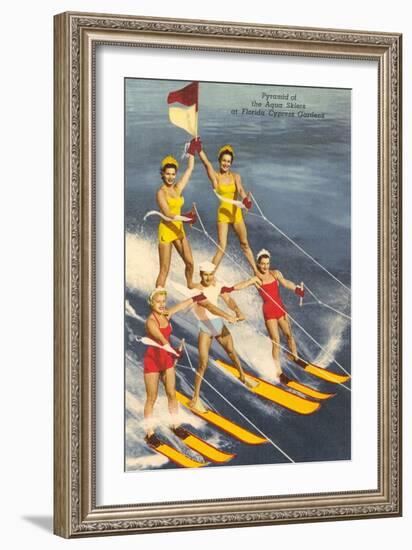 Pyramid of Water Skiers, Cypress Gardens, Florida-null-Framed Art Print