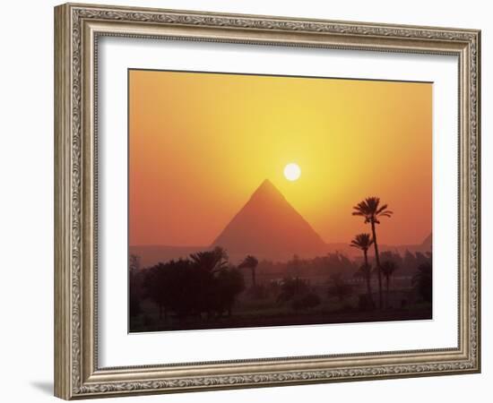 Pyramid Silhouetted at Sunset, Giza, UNESCO World Heritage Site, Cairo, Egypt, North Africa, Africa-Groenendijk Peter-Framed Photographic Print