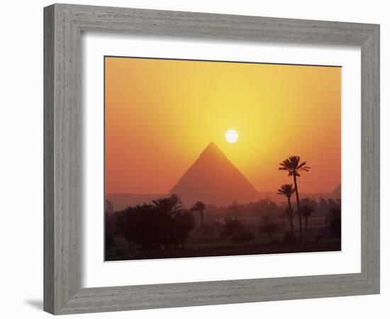 Pyramid Silhouetted at Sunset, Giza, UNESCO World Heritage Site, Cairo, Egypt, North Africa, Africa-Groenendijk Peter-Framed Photographic Print