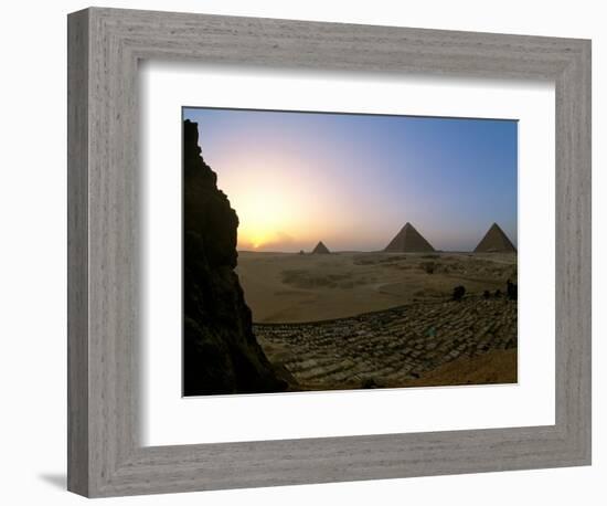 Pyramids at Giza, Menkaure, Khufu, Khafre, Egypt-Kenneth Garrett-Framed Photographic Print