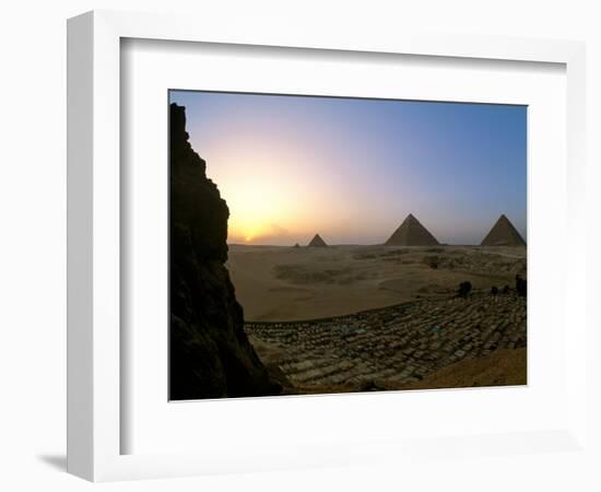 Pyramids at Giza, Menkaure, Khufu, Khafre, Egypt-Kenneth Garrett-Framed Photographic Print