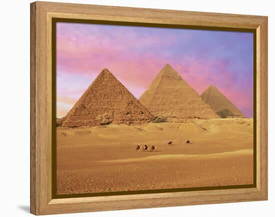 Pyramids at Sunset, Giza, Cairo, Egypt-Miva Stock-Framed Premier Image Canvas