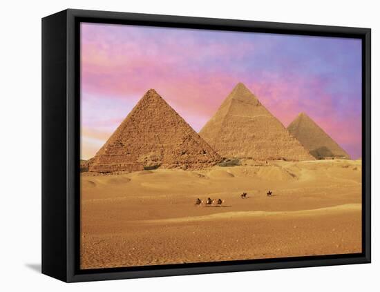 Pyramids at Sunset, Giza, Cairo, Egypt-Miva Stock-Framed Premier Image Canvas