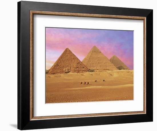 Pyramids at Sunset, Giza, Cairo, Egypt-Miva Stock-Framed Photographic Print