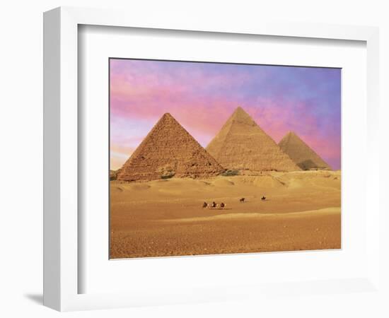 Pyramids at Sunset, Giza, Cairo, Egypt-Miva Stock-Framed Photographic Print