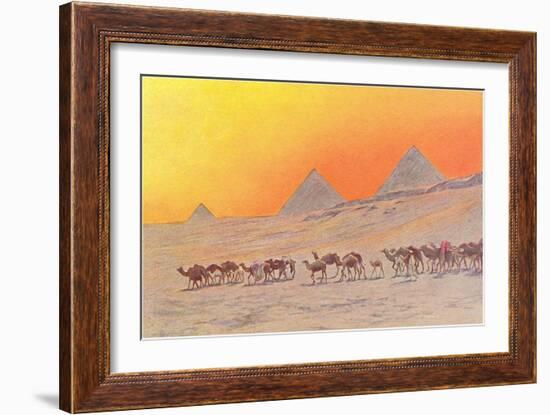 Pyramids, Camels, Egypt-null-Framed Premium Giclee Print