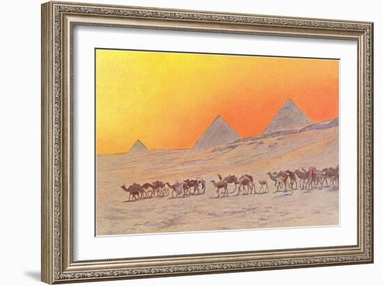 Pyramids, Camels, Egypt-null-Framed Art Print