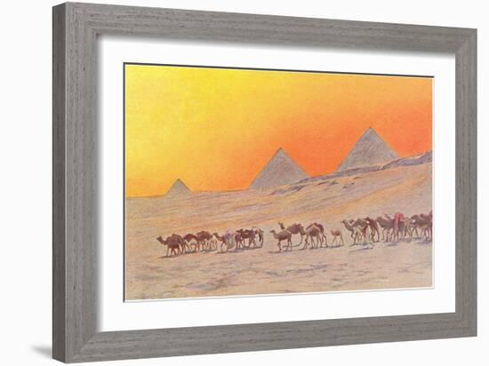 Pyramids, Camels, Egypt-null-Framed Art Print