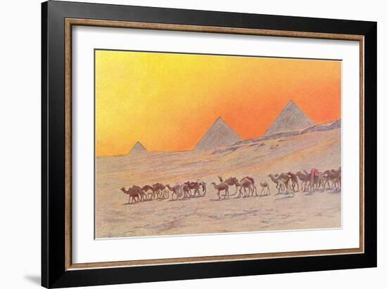 Pyramids, Camels, Egypt-null-Framed Art Print