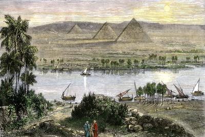 絵画 ANTIKIDS Pyramids of Giza Seen from the Other Side of the Nile in