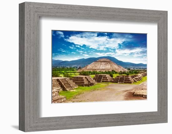 Pyramids of the Sun and Moon on the Avenue of the Dead, Teotihuacan Ancient Historic Cultural City,-Anna Omelchenko-Framed Photographic Print