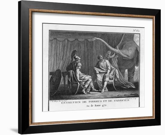 Pyrrhus King of Epirus Invading Italy Seeks to Impress the Roman Ambassador with His Elephants-Augustyn Mirys-Framed Art Print