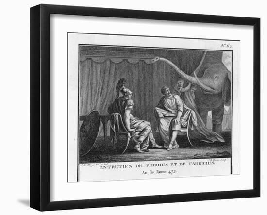 Pyrrhus King of Epirus Invading Italy Seeks to Impress the Roman Ambassador with His Elephants-Augustyn Mirys-Framed Art Print