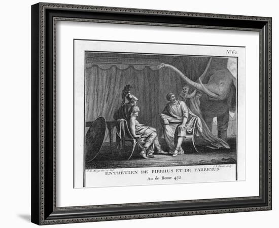 Pyrrhus King of Epirus Invading Italy Seeks to Impress the Roman Ambassador with His Elephants-Augustyn Mirys-Framed Art Print