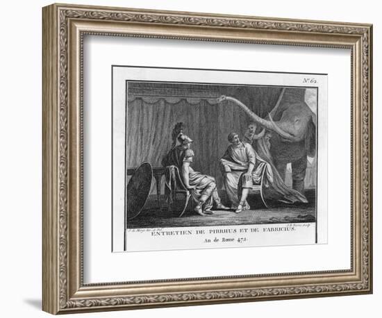 Pyrrhus King of Epirus Invading Italy Seeks to Impress the Roman Ambassador with His Elephants-Augustyn Mirys-Framed Art Print