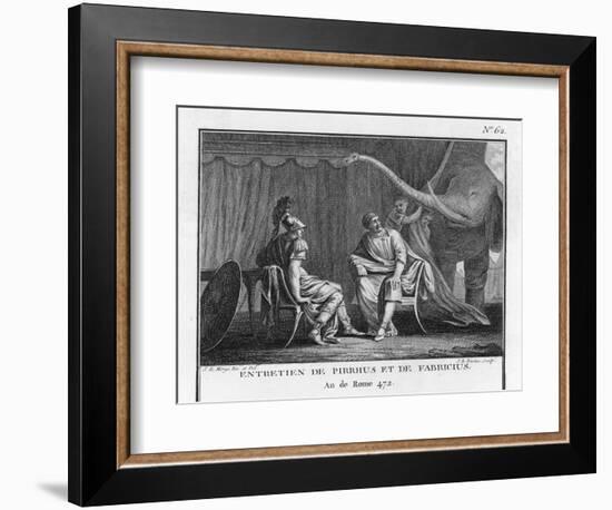 Pyrrhus King of Epirus Invading Italy Seeks to Impress the Roman Ambassador with His Elephants-Augustyn Mirys-Framed Art Print