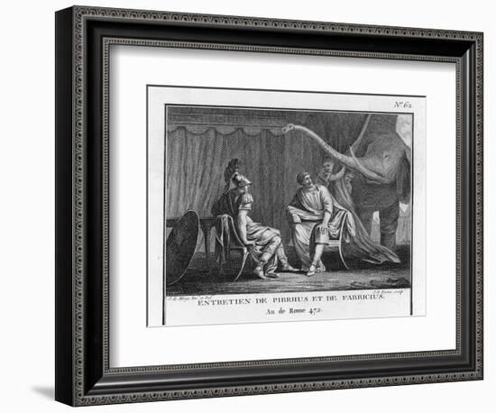 Pyrrhus King of Epirus Invading Italy Seeks to Impress the Roman Ambassador with His Elephants-Augustyn Mirys-Framed Art Print