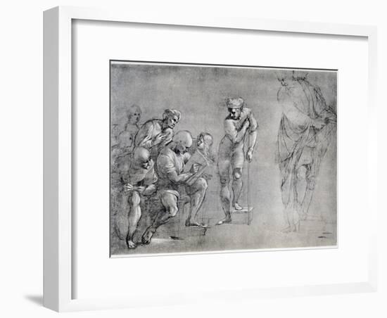 Pythagoras (580-500 B), Drawing for the 'School of Athens, 16th Century-Raphael-Framed Giclee Print