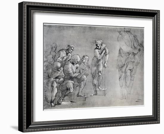 Pythagoras (580-500 B), Drawing for the 'School of Athens, 16th Century-Raphael-Framed Giclee Print