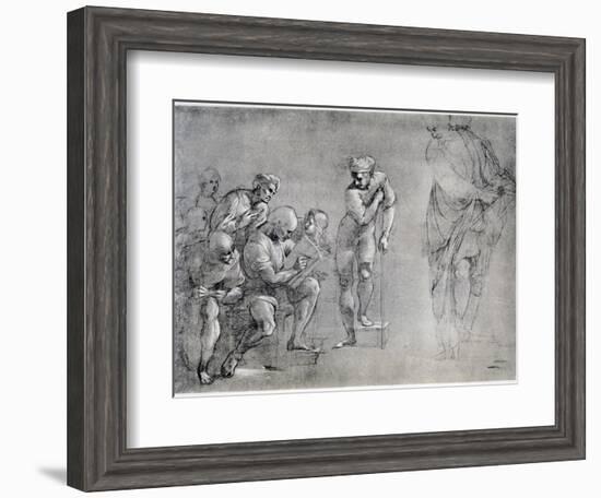 Pythagoras (580-500 B), Drawing for the 'School of Athens, 16th Century-Raphael-Framed Giclee Print