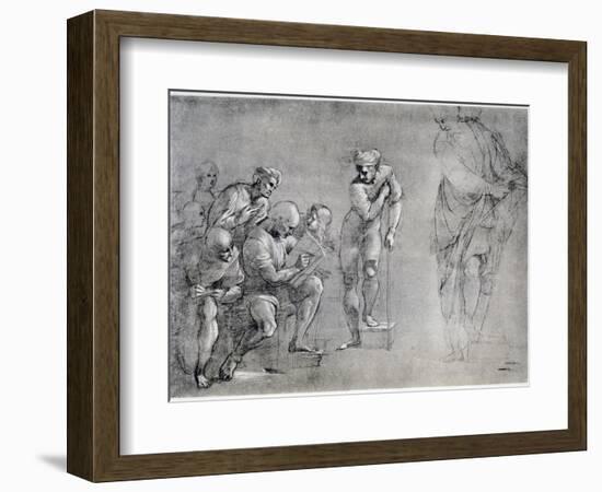 Pythagoras (580-500 B), Drawing for the 'School of Athens, 16th Century-Raphael-Framed Giclee Print