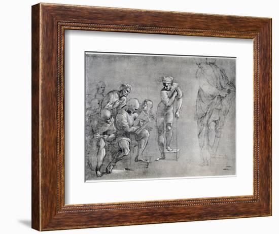 Pythagoras (580-500 B), Drawing for the 'School of Athens, 16th Century-Raphael-Framed Giclee Print