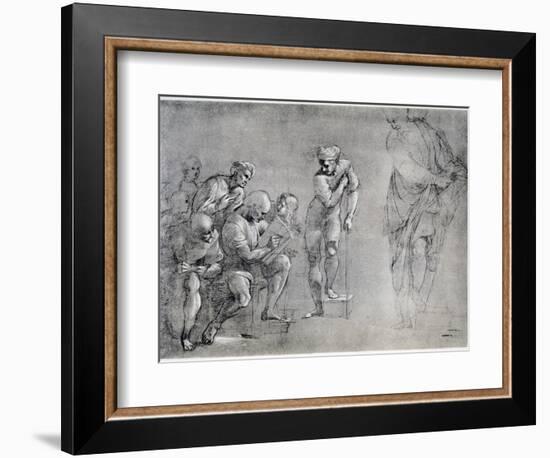 Pythagoras (580-500 B), Drawing for the 'School of Athens, 16th Century-Raphael-Framed Giclee Print