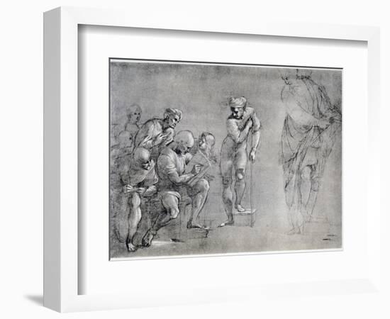 Pythagoras (580-500 B), Drawing for the 'School of Athens, 16th Century-Raphael-Framed Giclee Print