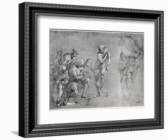 Pythagoras (580-500 B), Drawing for the 'School of Athens, 16th Century-Raphael-Framed Giclee Print