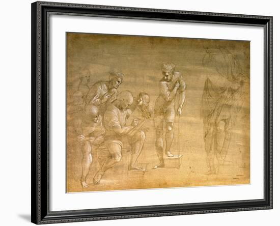 Pythagoras, Drawing for the "School of Athens" Fresco-Raphael-Framed Giclee Print